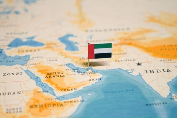 UAE flag on map